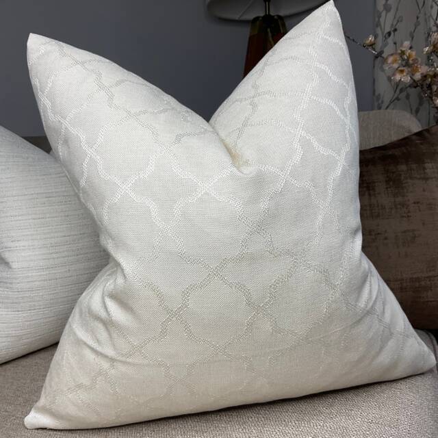 Natural Neutral Home Decor - Modern Geometric Design Cushion Cover Pillow Textured Woven Designer Fabric Double Sided - image 1