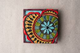 Happy Heart Ceramic Mosaic Tile Wall Art Suzani Style