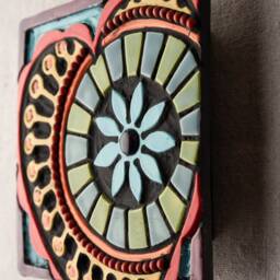 Happy Heart Ceramic Mosaic Tile Wall Art Suzani Style - thumbnail 3