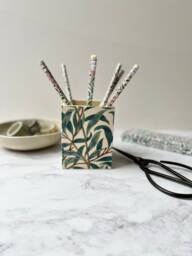 William Morris Fabric Pen Pot Wooden Desk Organizer, Home Decor - thumbnail 1