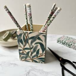 William Morris Fabric Pen Pot Wooden Desk Organizer, Home Decor - thumbnail 2