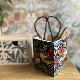 William Morris Fabric Pen Pot Wooden Desk Organizer, Home Decor - thumbnail 3