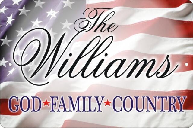 Personalized American Flag Sign Patriotic Family Name Wall Decor