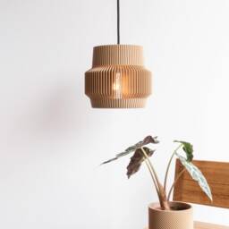 Lampshade Suspension Pendant Light Lighting Cage Wooden Diamond - Vintage & Industrial Design Sand - thumbnail 4