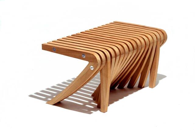 Teak Backless Bench Sustainable Shower Ottoman, Stainless Steel Spirit Song Collection - image 1