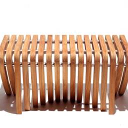 Teak Backless Bench Sustainable Shower Ottoman, Stainless Steel Spirit Song Collection - thumbnail 2