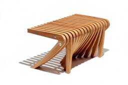 Teak Backless Bench Sustainable Shower Ottoman, Stainless Steel Spirit Song Collection