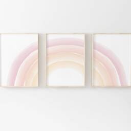 Neutral Rainbow Prints, Set Of 3, Pink Nursery Baby, Baby Girl, Playroom Girls Bedroom, Room, Wall Art, Kids - thumbnail 2