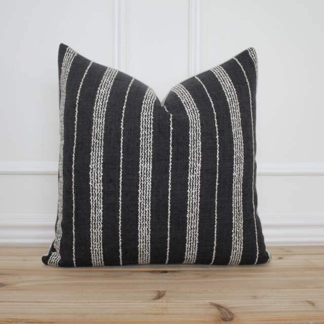 Black Stripe Pillow Cover Farmhouse Decorative Fall Modern 20 X 16 26 -- Boston - image 1