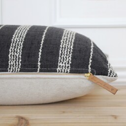 Black Stripe Pillow Cover Farmhouse Decorative Fall Modern 20 X 16 26 -- Boston - thumbnail 2