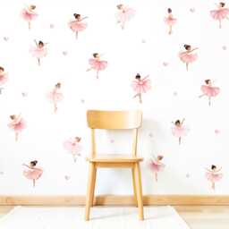 Watercolor Ballerina Girls Nursery Decal, Girl's Room Wall Decor, Home Decals, Art, Stars Peel & Stick - thumbnail 2