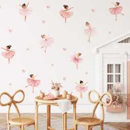 Watercolor Ballerina Girls Nursery Decal, Girl's Room Wall Decor, Home Decals, Art, Stars Peel & Stick - thumbnail 3