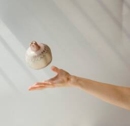 Hand Painted Porcelain Pomegranate Sculpture, Modern Home Decor
