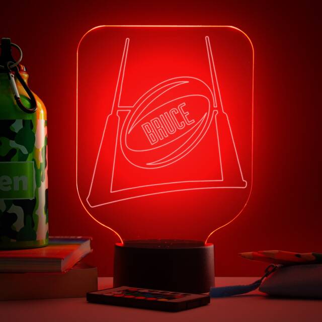 Personalised Rugby Ball Led Night Light - Color Changing Kids Room Decor - image 1