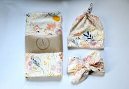 Floral Swaddle Set, Cream, Mustard, Navy, Blanket, Fall Headband & Hat Nursing Cover, Baby Girl