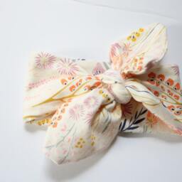 Floral Swaddle Set, Cream, Mustard, Navy, Blanket, Fall Headband & Hat Nursing Cover, Baby Girl - thumbnail 3