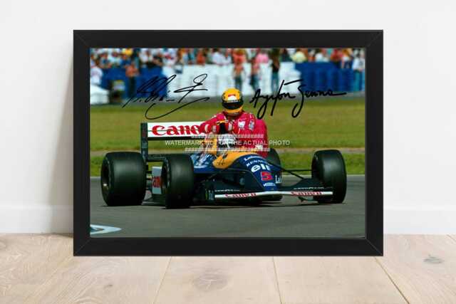 Iconic Ayrton Senna Nigel Mansell Signed - Printed Autograph Print Photo Framed Option Available Motorsport F1 Motor Sport Formula 1 One - image 1