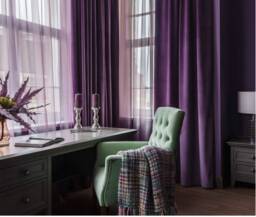 Pair Of Purple Velvet Curtains, Bedroom Living Room Silk Custom Curtains