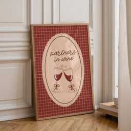 Partners in Wine Art Print - Hand Drawn Glasses Poster