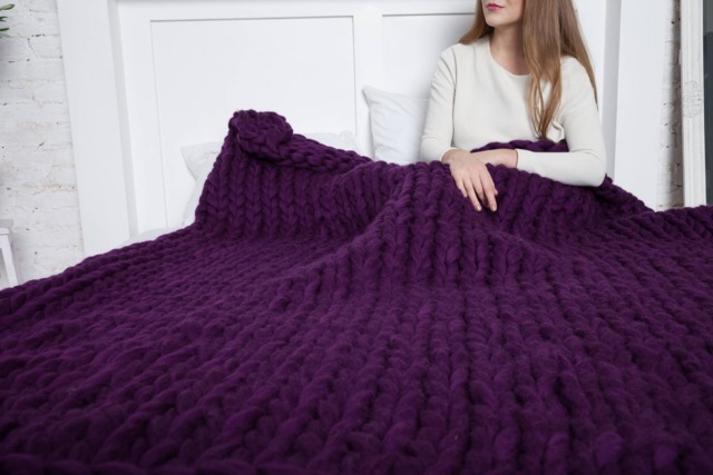 Handmade Chunky Knit Merino Wool Blanket Giant Afghan, Gift For Her - image 1