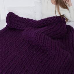 Handmade Chunky Knit Merino Wool Blanket Giant Afghan, Gift For Her - thumbnail 2