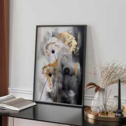 Black & Gold Dandelion Wall Art - Abstract Floral Print Elegant Nature Decor For Bedroom Or Living Room