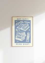Hot Girls Read Books Wall Print - Reading Book Lover Poster Cosy Vibes Worm Art Reader Gift Idea Aesthetic Home Decor - thumbnail 1