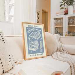 Hot Girls Read Books Wall Print - Reading Book Lover Poster Cosy Vibes Worm Art Reader Gift Idea Aesthetic Home Decor - thumbnail 3