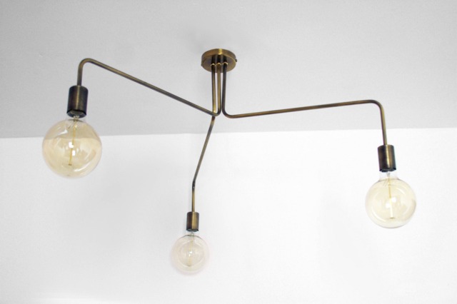 Liam - Contemporary Brass Chandelier With 3 Geometric Arms For Modern Home Decor - image 1