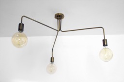 Liam - Contemporary Brass Chandelier With 3 Geometric Arms For Modern Home Decor