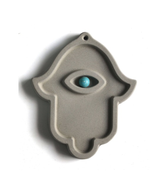 Hamsa With Eye Contemporary Concrete Home Decor Hanging Minimalist Modern Design Wall Mounted - image 1