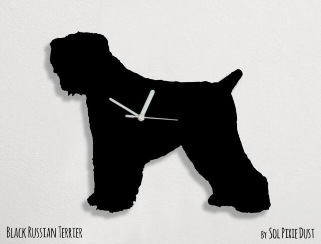 Russian Black Terrier Dog - Wall Clock Silhouette - image 1