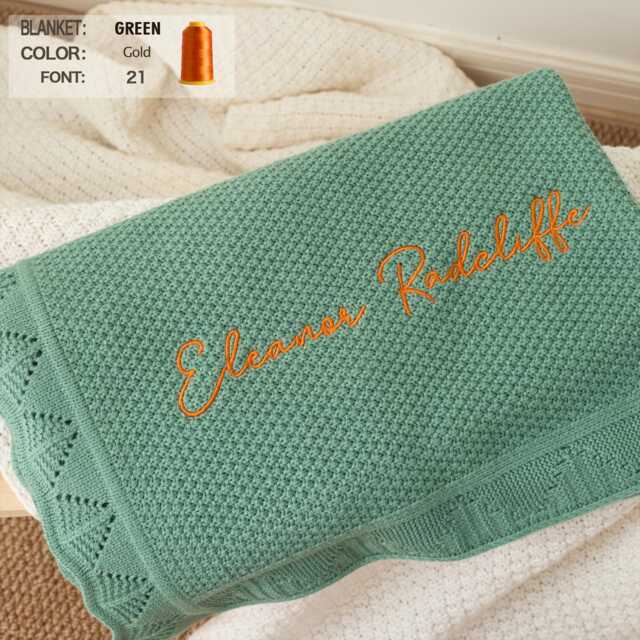 Personalized Cable Knit Baby Blanket Custom Name Chenille Baptism Gift - image 1
