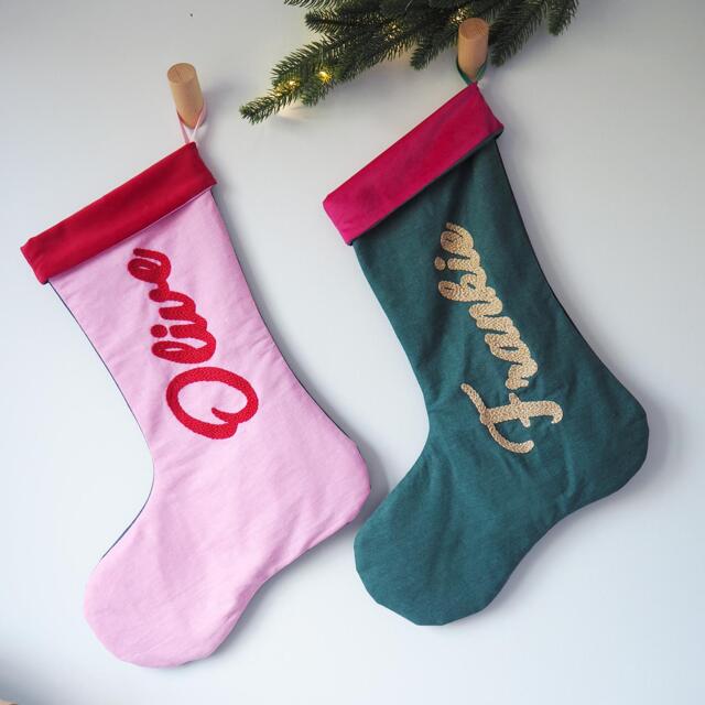 Personalised Cotton Christmas Stocking With Luxurious Velvet Lining - image 1