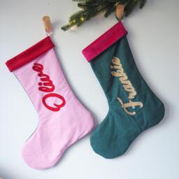 Personalised Cotton Christmas Stocking With Luxurious Velvet Lining
