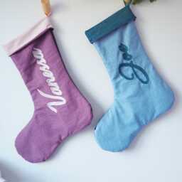 Personalised Cotton Christmas Stocking With Luxurious Velvet Lining - thumbnail 2