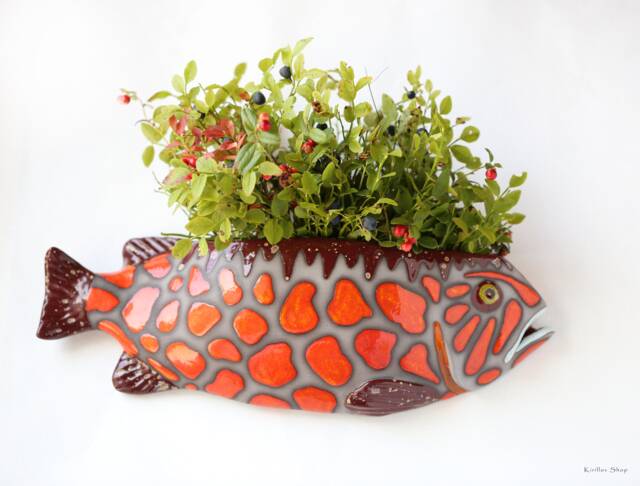 Handmade Ceramic Fish Wall Vase, Home Decor, Personalized Gift - Made To Order - image 1