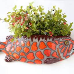 Handmade Ceramic Fish Wall Vase, Home Decor, Personalized Gift - Made To Order - thumbnail 3