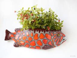 Handmade Ceramic Fish Wall Vase, Home Decor, Personalized Gift - Made To Order - thumbnail 1