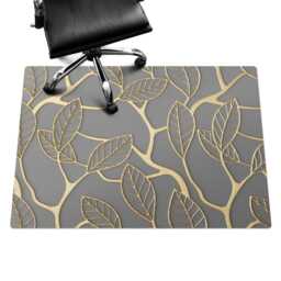 Leaves On The Branches Office Chair Floor Protector, Gray Desk Mat, Pattern Vinyl Gaming Mat - thumbnail 3