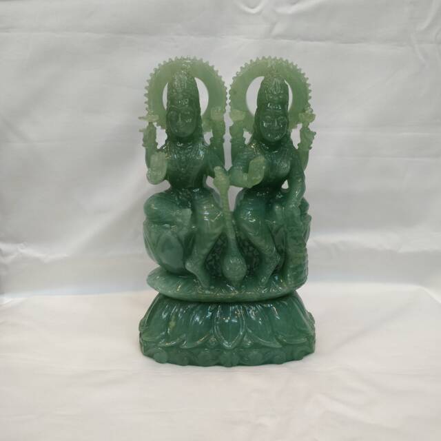 Jade Lakshmi Narayan Statue, Gemstone Vishnu Figurine, Divine Sculptures, Prayer Idols, Spiritual Decorative - image 1