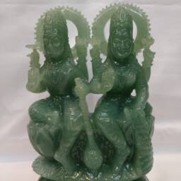 Jade Lakshmi Narayan Statue, Gemstone Vishnu Figurine, Divine Sculptures, Prayer Idols, Spiritual Decorative - thumbnail 4