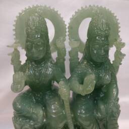 Jade Lakshmi Narayan Statue, Gemstone Vishnu Figurine, Divine Sculptures, Prayer Idols, Spiritual Decorative - thumbnail 3