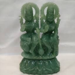 Jade Lakshmi Narayan Statue, Gemstone Vishnu Figurine, Divine Sculptures, Prayer Idols, Spiritual Decorative - thumbnail 2