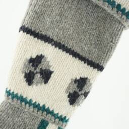 Christmas Stocking Wool South American Repurposed Winter Sweater Oatmeal Cream Gray Ethnic Recycled Upcycled 614 - thumbnail 2
