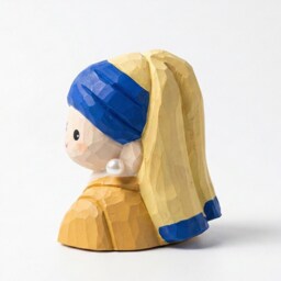 Handmade Wooden Girl With A Pearl Earring Figurine, Dutch Painting Inspired Wood Sculpture, Art Decor - thumbnail 3