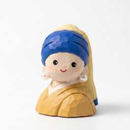 Handmade Wooden Girl With A Pearl Earring Figurine, Dutch Painting Inspired Wood Sculpture, Art Decor - thumbnail 2