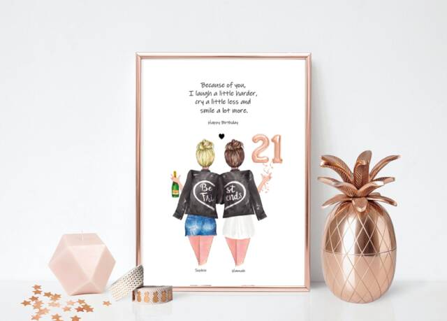 21st Birthday Friendship Print - Gift Portrait Funny Personalised - image 1