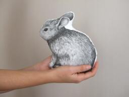 Hand-Painted Bunny Pillow Woodland Farmhouse Decor - thumbnail 1