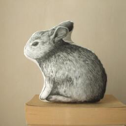 Hand-Painted Bunny Pillow Woodland Farmhouse Decor - thumbnail 2